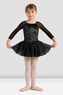 CL0249 Velvet 3/4 Sleeve Tutu Leotard